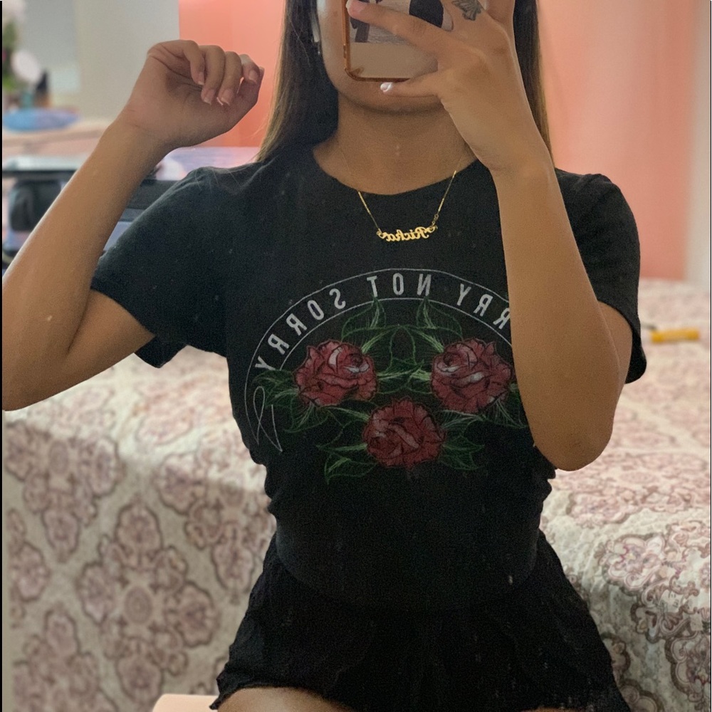 Fifth Sun | Black Sorry Not Sorry Crop Top
